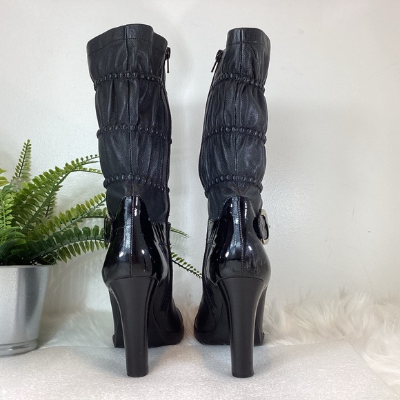 VIA SPIGA LEATHER MID CALF BOOTS BUCKLES SZ 7.5 - Picture 6 of 10